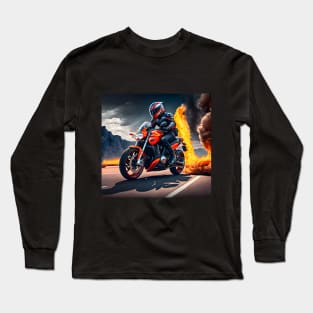 Motorcyclist in fire Long Sleeve T-Shirt